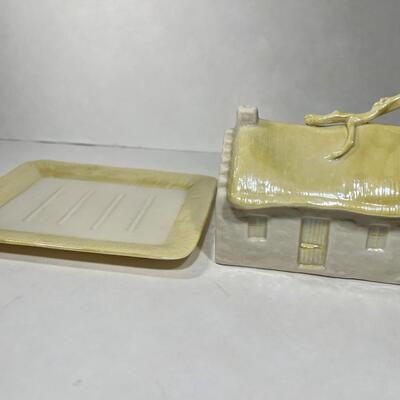 Belleek Irish Porcelain Covered ButterDish