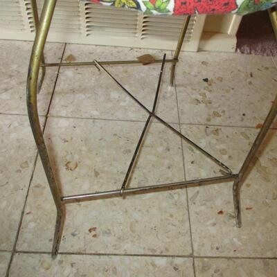 Upholstered Powder Stool w/brass base