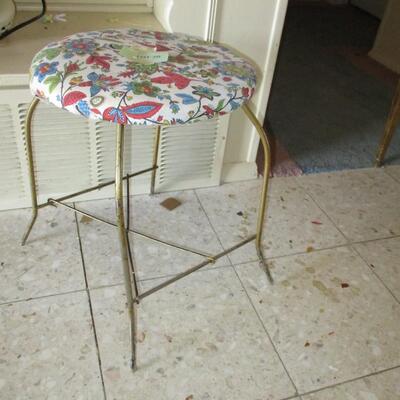 Upholstered Powder Stool w/brass base