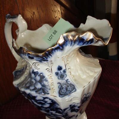 Hand Painted Flow Blue Water Pitcher