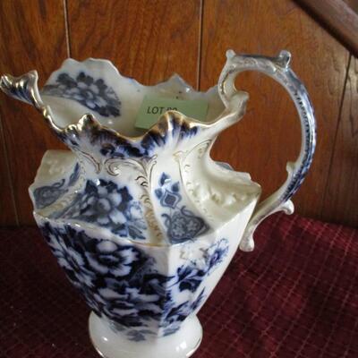 Hand Painted Flow Blue Water Pitcher