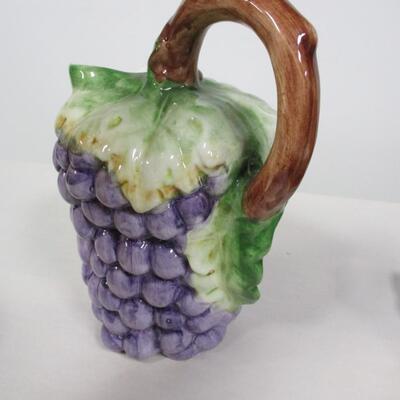 Table Runner - Charger - Bell Cooke Jar - Handpainted Grape Pitcher