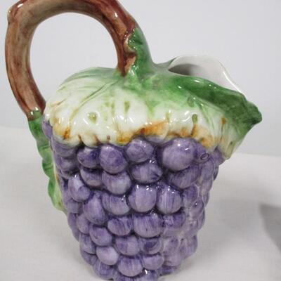 Table Runner - Charger - Bell Cooke Jar - Handpainted Grape Pitcher