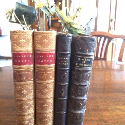 Leather 19C set of 4 antique books