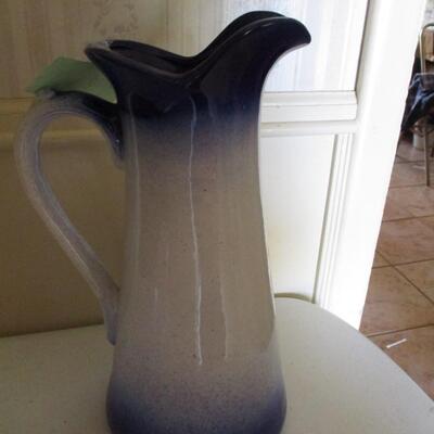 Cobalt Blue & White Stoneware Stag Pitcher