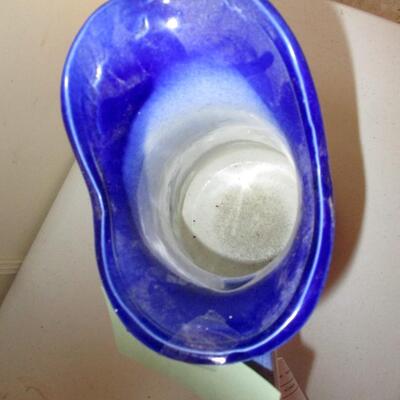 Cobalt Blue & White Stoneware Stag Pitcher