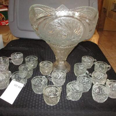 American Cut Punchbowl & Cups