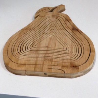 Collapsible Wood Pear Bamboo Basket Bowl