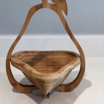 Collapsible Wood Pear Bamboo Basket Bowl