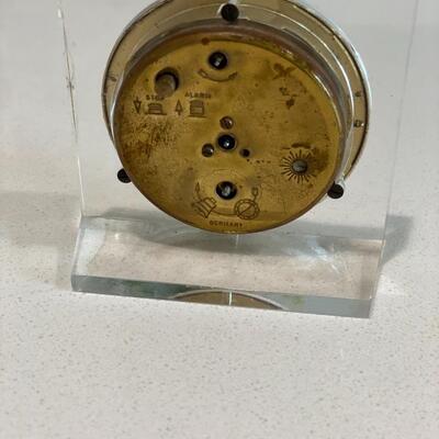 Mid Century Square Clear Lucite Acrylic Seth Thomas Desk Alarm Clock GERMANY