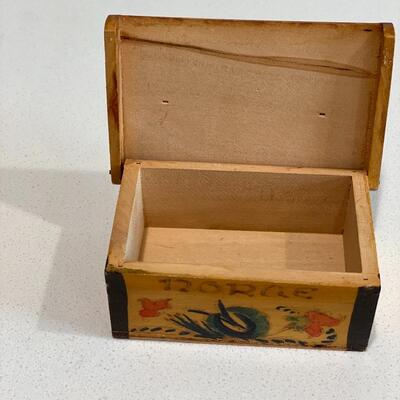 Vintage Norwegian, traditional Scandinavian Rosemaling Wooden Trinket Jewelry Box