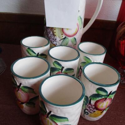 Juice pitcher and cups