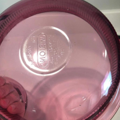 Vintage Cranberry Colored Vision Glass Corningware Baking dishes