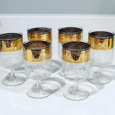 Mid Century Modern Vintage Starlyte Water Goblets Set of Six