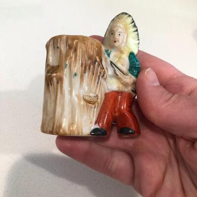 Antique Vintage Toothpick Holder Chalk Indian Made In Japan 2.5" Tall