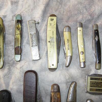MS Collection 17 Old Folding Pocket Knives Barlow Schrade Imperial Old Timer 1940T Business Give Away