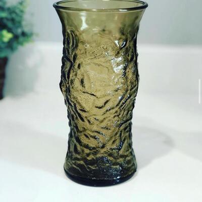 Vintage Green Glass Bumpy Vase