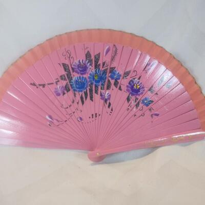 Hand-Painted Wood and Fabric Fans