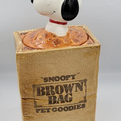 SNOOPY Brown Bag Pet Coodies Jar