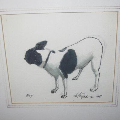 MS Listed California Artist Jake Lee (1915-1991) Watercolor Pat Boston Terrier  Framed Under Glass