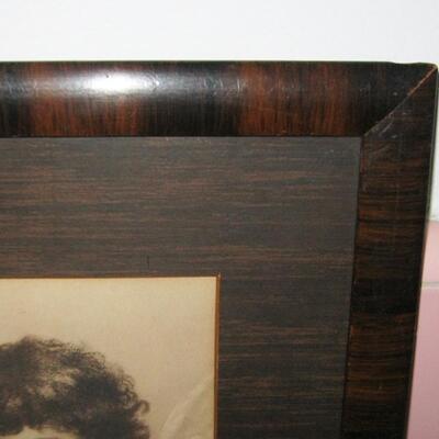 MS Vintage Angel Picture Sepia Tone Tiger Stripe Frame Wood Grain Matte