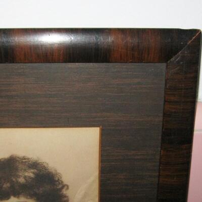 MS Vintage Angel Picture Sepia Tone Tiger Stripe Frame Wood Grain Matte