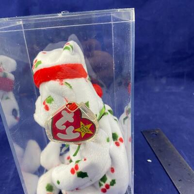 ty beanie baby christmas 1998 teddy and plastic case