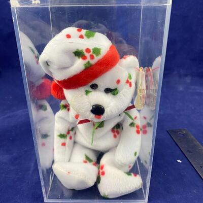 ty beanie baby christmas 1998 teddy and plastic case
