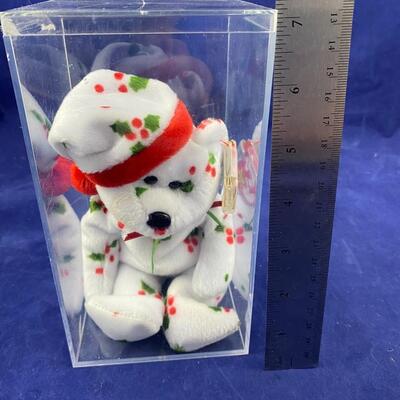 ty beanie baby christmas 1998 teddy and plastic case