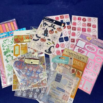 Lot of scrapbook stickers rub-ons, holiday seasonal
