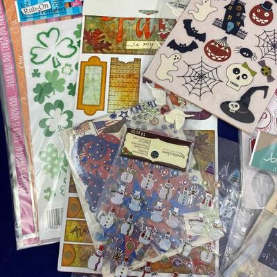 Lot of scrapbook stickers rub-ons, holiday seasonal