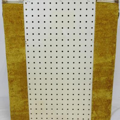 Vintage Mid Century Gold Atomic Clothes Hamper, Metal Handles