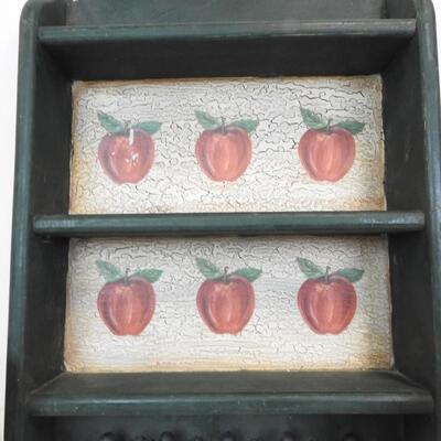 Home Decor: Wall Shelf w/Metal Hooks & Apple Design, 2 Shadow Box/Floating Boxes