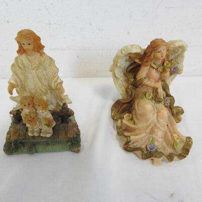 6 Figurines & Trinket Box: Angels, Cherubs, Heart Shaped Box