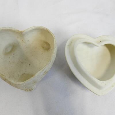 6 Figurines & Trinket Box: Angels, Cherubs, Heart Shaped Box