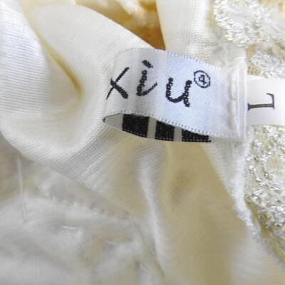 Woman's Blouse: Lace, Size Large, Cream Color w/Beads, See Pictures