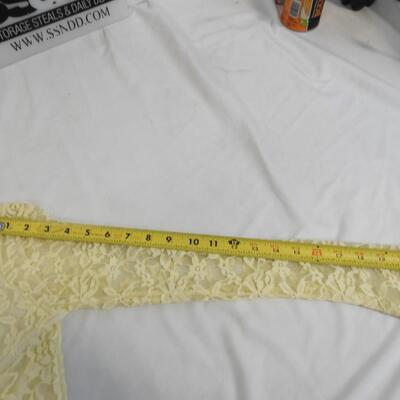 Woman's Blouse: Lace, Size Large, Cream Color w/Beads, See Pictures