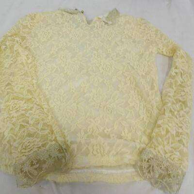 Woman's Blouse: Lace, Size Large, Cream Color w/Beads, See Pictures