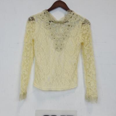 Woman's Blouse: Lace, Size Large, Cream Color w/Beads, See Pictures