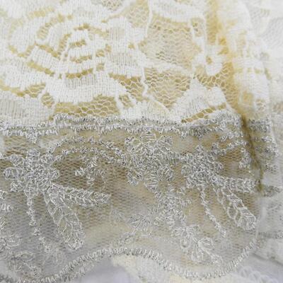 Woman's Blouse: Lace, Size Large, Cream Color w/Beads, See Pictures
