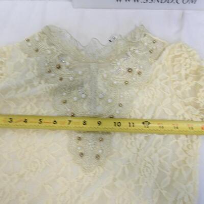 Woman's Blouse: Lace, Size Large, Cream Color w/Beads, See Pictures