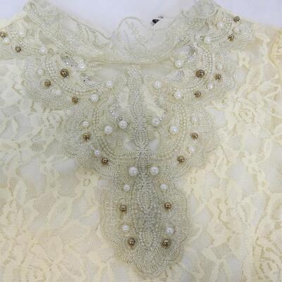 Woman's Blouse: Lace, Size Large, Cream Color w/Beads, See Pictures