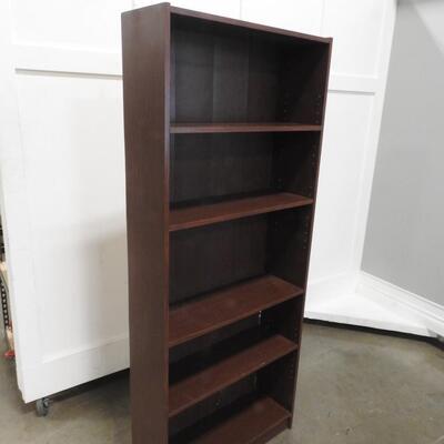 Dark Brown Wooden Bookshelf: 5 shelves