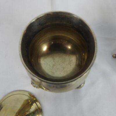 2 Small 4 Legged Brass? Metal Cauldrons - One Lid. Made in India