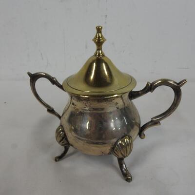 2 Small 4 Legged Brass? Metal Cauldrons - One Lid. Made in India