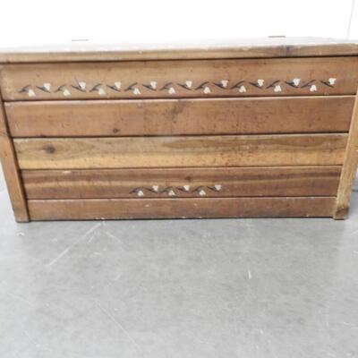 Wood Trunk: 36in L 17 1/2 in tall  18 in wide, Loose Boards-Need Re-attaching