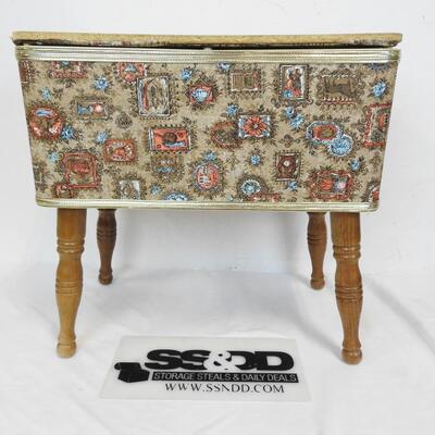 Sewing Basket w/Legs, Burlington Hawkeye, MCM, Vintage, Top Is Missing Material