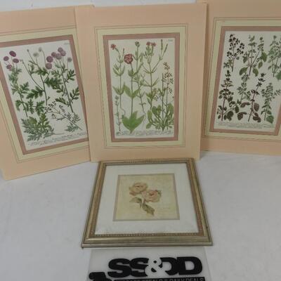4 pc Art Foam Posters, Flowers