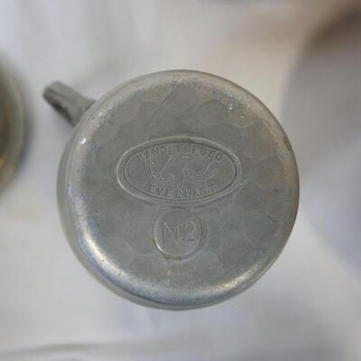 6 Wooden Bowls, 2 Pieces of Hammered Aluminum