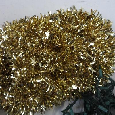 16+ Christmas Lot: Golden Wreaths, Lights, Decor Balls, Ornaments